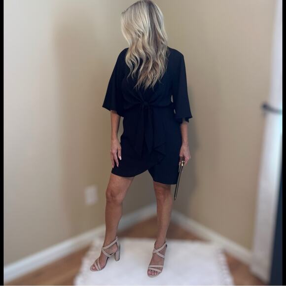 Topshop Black Dress with Tie Detail Size 6 - Picture 3 of 11